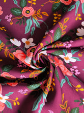 Charger l'image dans la galerie, Popeline de Rayonne Garden Party - Lie de Vin - Rifle Paper