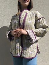 Charger l'image dans la galerie, Veste Achille Matelassée Maxi Flowers - Bleu