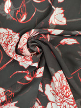 Charger l'image dans la galerie, Voile Fleurs Rouges sur Fond Noir