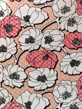 Charger l'image dans la galerie, Jersey Très Grosses Fleurs Stylisées 70's sur Fond Blanc